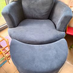 Large Swivel Chair and Footstool