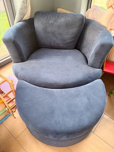 Large Swivel Chair and Footstool