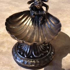 Pedro Duran sterling silver cherub shell salt cellar accordion putto dish
