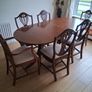 Dining Room Tables and chairs ( Six lovely soft cushion Mahogany chairs with adjustable Mahogany Dining room table. Image 2