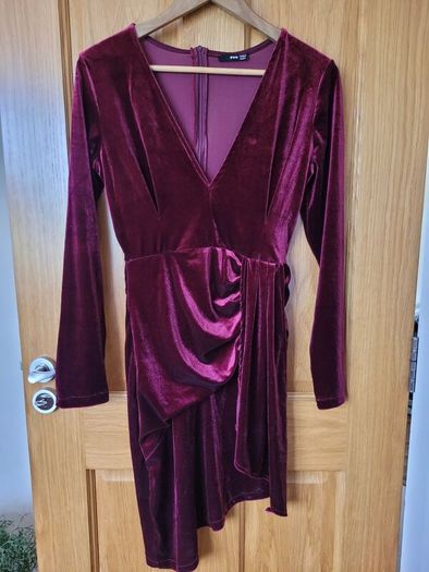 Burgundy Velvet Mini Dress