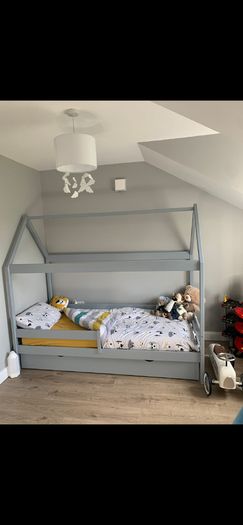 Grey wooden house bed