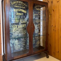 Glazed cabinet 4ft x 3ft approx., DELIVERY AVAIL
