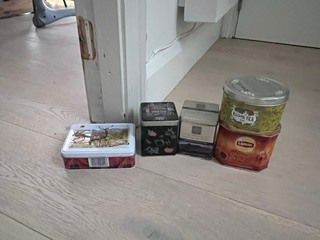 Empty metal tins