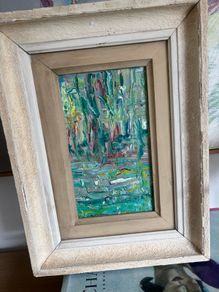 Mid Century Modern Oil on Board abstract ( unsigned)