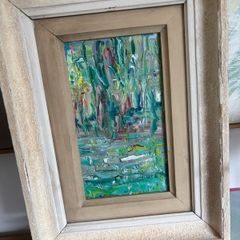 Mid Century Modern Oil on Board abstract ( unsigned)