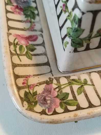Henry Alcock Victorian Staffordshire Hand Painted Butter Dish