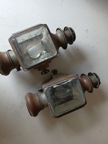 Pair antique Bleriot Car Lamps