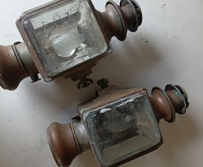 Pair antique Bleriot Car Lamps