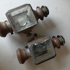 Pair antique Bleriot Car Lamps