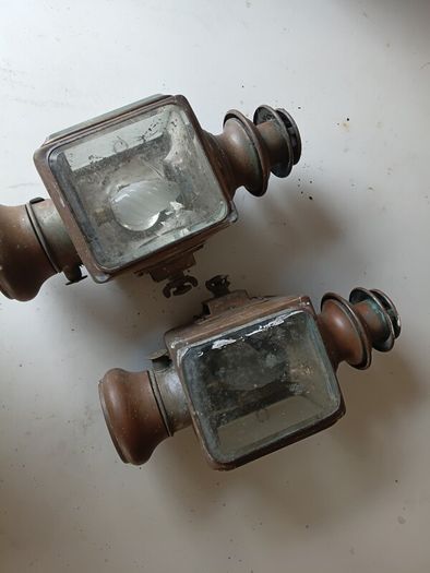 Pair antique Bleriot Car Lamps