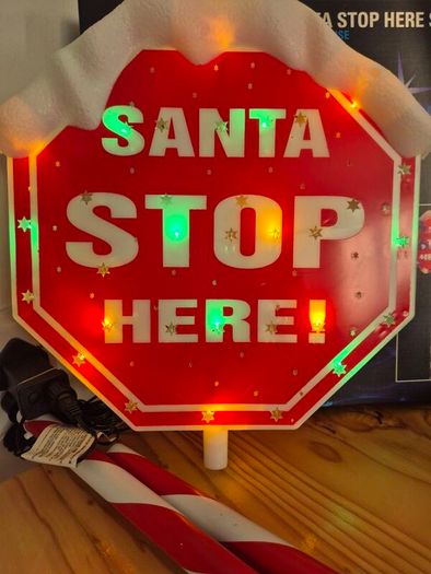 Festive 100cm Santa Stop Here Stake