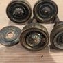Four Antique brass Sheraton-style brass knobs with backplate for Period furniture. Image 3