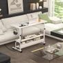 Mobile Standing Desk with Integrated UK Power Outlets & USB Ports, Height Adjustable (70-104cm) C-Shaped Rolling Laptop Table on Wheels for Home Office, Bedside, and Sofa, White Image 7