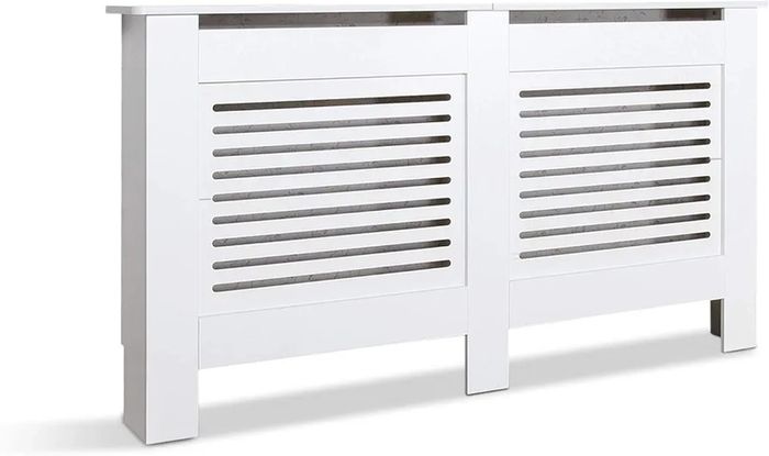 Radiator Cover, Cabinet MDF Horizontal Modern Design White Decorative for Living Room Bedroom L(152cm)