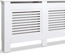 Radiator Cover, Cabinet MDF Horizontal Modern Design White Decorative for Living Room Bedroom L(152cm)
