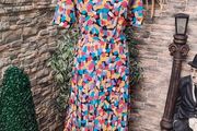 Vintage 80s 90s Guy Dubois Paris pleated shirt dress Uk 14