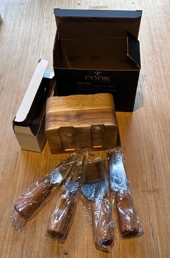 Small Acacia Wood Cheese Knife Block