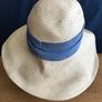 Cream with Blue Band Hat Image 6