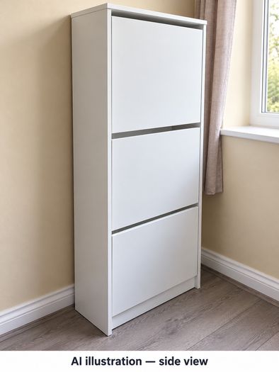White 3-tier shoe storage cabinet
