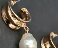 Accessorize Monsoon Gold Tone Chunky Hoop Pearl Drop Statement Earrings