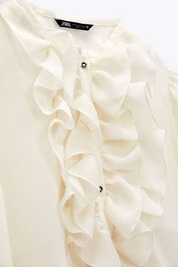 Zara Semi-Sheer Shirt With Ruffles