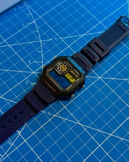 New Casio Royale AE1200 Mod - Fallout Vault-Tec Theme - Black/ Blue Strap