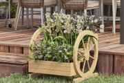 Square Standing 3-Tier Planter with 2 Cart Wheels Pine Wood, dim. 62L x 61l x 57H cm