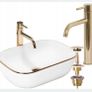 Belinda Gold Edge countertop washbasin + Lungo faucet + Rea plug Image 9