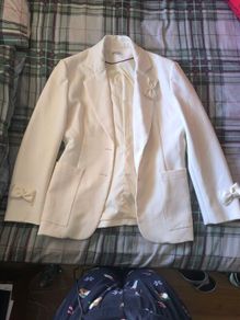 White Elegant Blazer / Suit Jacket with Bow Details (Size M)
