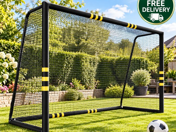 Football Goal 3m x 2m Heavy Duty Garden Soccer Goal with Steel Frame Net and Ground Pegs