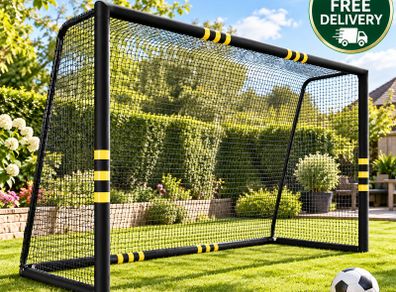 Football Goal 3m x 2m Heavy Duty Garden Soccer Goal with Steel Frame Net and Ground Pegs