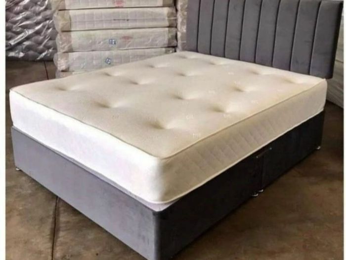 Brand New Double 4ft6 Divan Bed mattress and headboard
