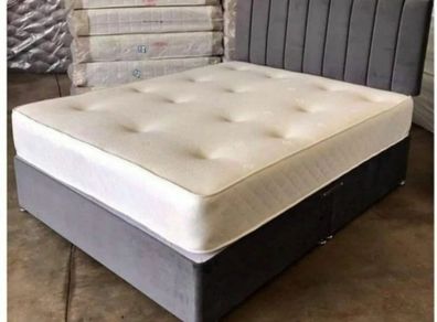Brand New Double 4ft6 Divan Bed mattress and headboard