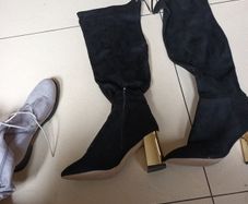 New Look  Suedette Wide Fit Black Boots.  S. 41-8.  New.