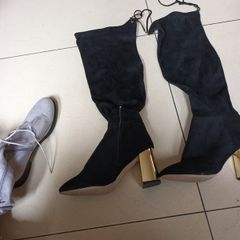 New Look  Suedette Wide Fit Black Boots.  S. 41-8.  New.