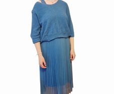 Misuma pleated tulle dress with bardot sweater