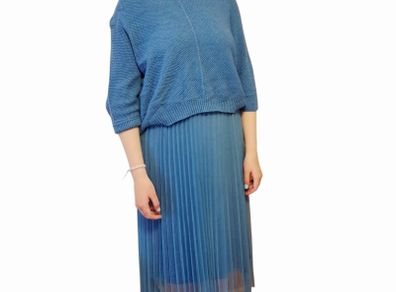 Misuma pleated tulle dress with bardot sweater