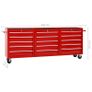 Tool Trolley with 15 Drawers Steel Red (147175+2x147176) Image 9