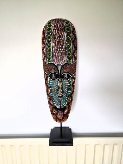 Handmade Wooden Aboriginal Dot Art Mask