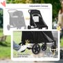 Foldable Pet Stroller, with Universal Wheels, Shock Absorber, for Medium and Large Dogs - Black Image 5