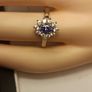 Petite Natural Tanzanite & Zircon Oval Cluster Ring Image 2