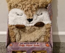 Hot water bottle & fluffy socks set