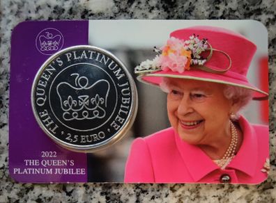 Malta 2.5 Euro Base Metals Uncirculated Coin 2022 - Queen Elizabeth II Platinum Jubilee - Platinum Jubilee