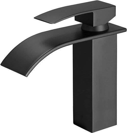 Waterfall Spout Bathroom Sink Mixer Taps,Single Handle Basin Mixer Tap, Rv Lavatory Vessel Faucet,Stainless Steel,Matte Black (FREE POSTAGE)