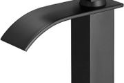 Waterfall Spout Bathroom Sink Mixer Taps,Single Handle Basin Mixer Tap, Rv Lavatory Vessel Faucet,Stainless Steel,Matte Black (FREE POSTAGE)