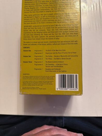 Seven Ages- The History of the Irish State. Original Series.  on 3 VHS Tapes. RTE.