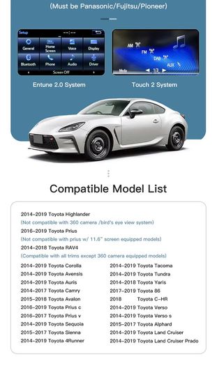 Wireless Carplay Android Auto For TOYOTA Touch 2 Entune 2.0 Highlander Tundra Sienna Prius Yaris Camry CHR Module