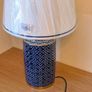 Large Ceramic Forino Blue Glazed Patterned Table Lamp with Shade Image 2