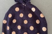 Seed Heritage Navy &amp; gold metallic cotton beenie hat SzM/L EUC